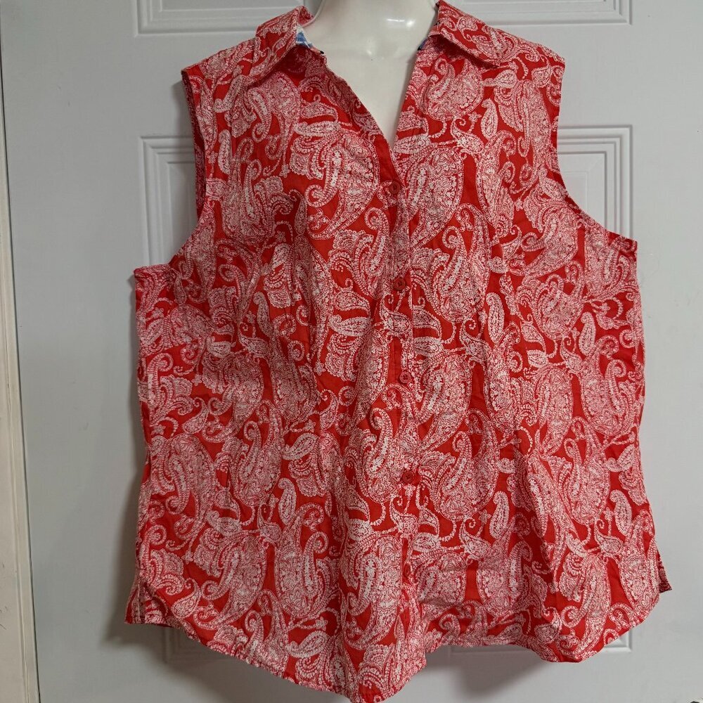 Basic Editions‎ Blouse Size 3X Paisley Beach Summer Vacation